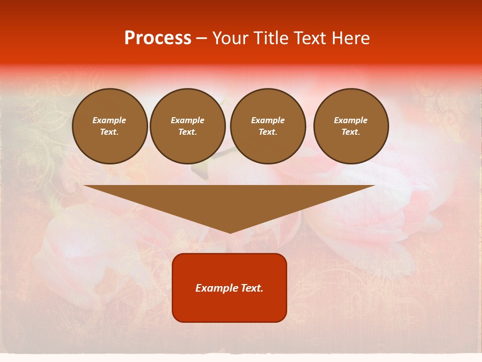 Pink Tulips On Orange Grunge Paper Page Background With Damaged Edges And Rich Texture PowerPoint Template