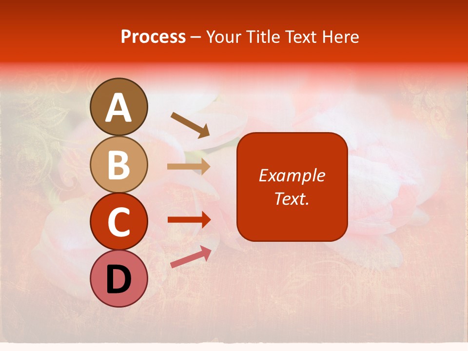 Pink Tulips On Orange Grunge Paper Page Background With Damaged Edges And Rich Texture PowerPoint Template