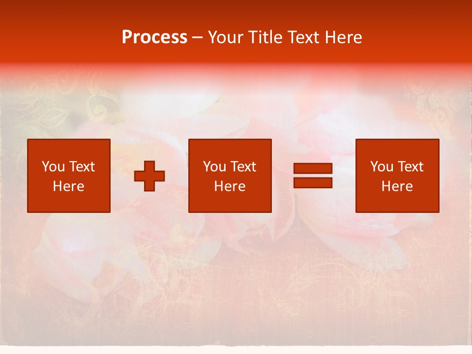 Pink Tulips On Orange Grunge Paper Page Background With Damaged Edges And Rich Texture PowerPoint Template