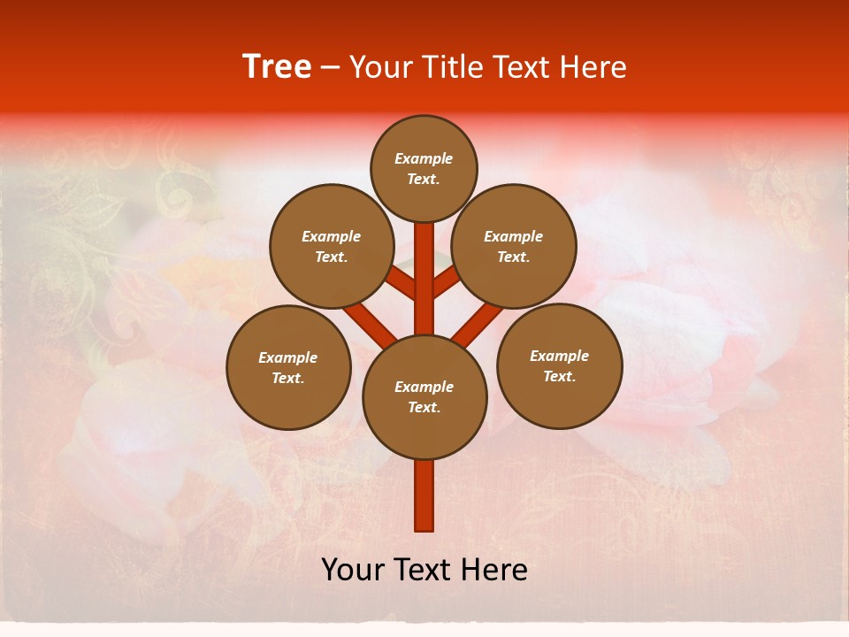 Pink Tulips On Orange Grunge Paper Page Background With Damaged Edges And Rich Texture PowerPoint Template