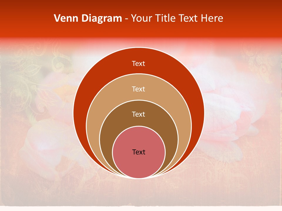 Pink Tulips On Orange Grunge Paper Page Background With Damaged Edges And Rich Texture PowerPoint Template