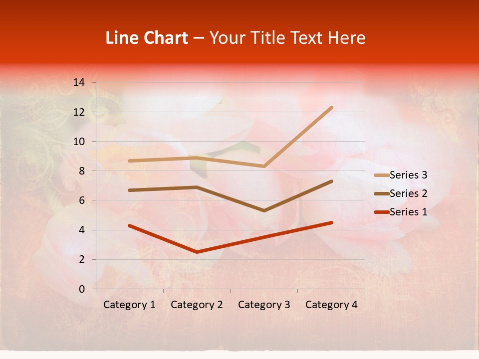 Pink Tulips On Orange Grunge Paper Page Background With Damaged Edges And Rich Texture PowerPoint Template