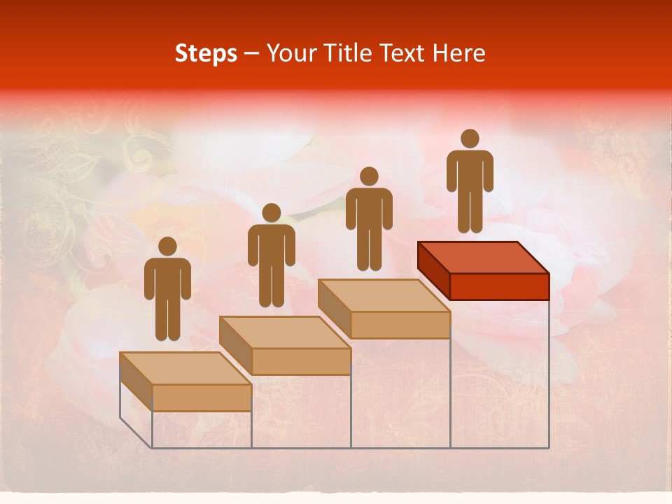 Pink Tulips On Orange Grunge Paper Page Background With Damaged Edges And Rich Texture PowerPoint Template