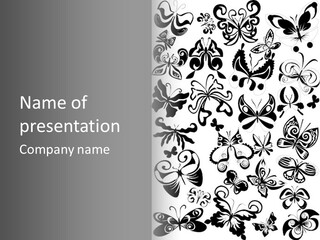 Many Black And White Butterflies - Vector Stock Vector Illustration: PowerPoint Template