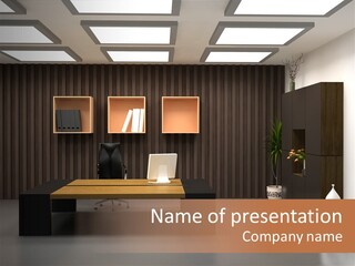 The Modern Office Interior Design (3D Render) PowerPoint Template