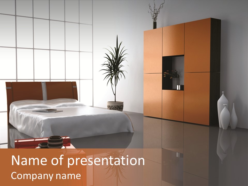 Modern Bedroom Interior Design (Computer - Generated Image) PowerPoint Template