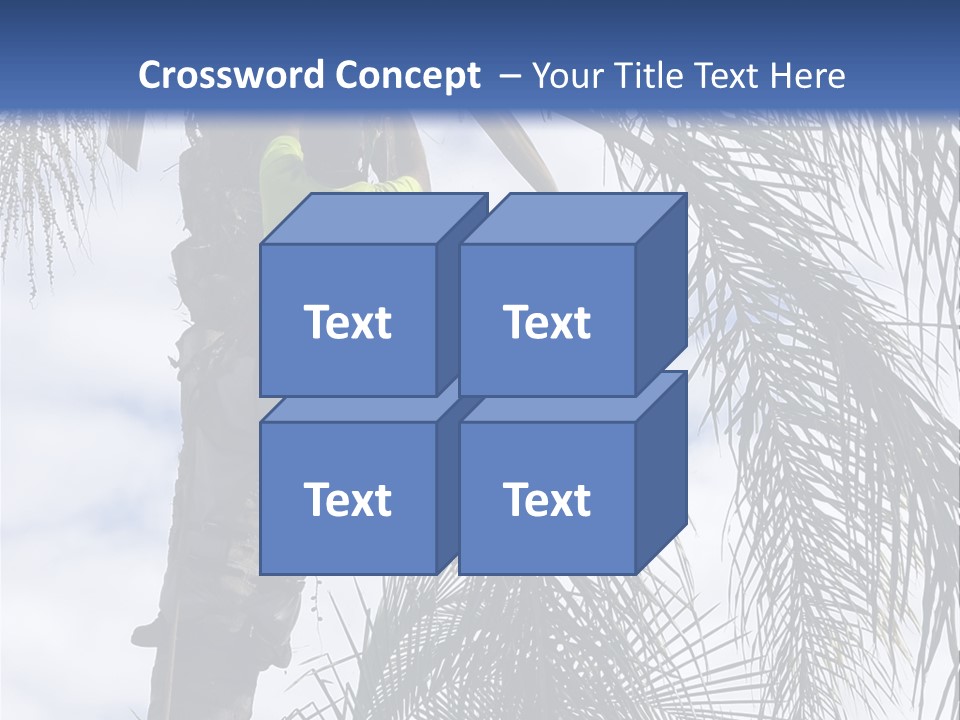 A Man In A Tree Trimming A Palm Tree PowerPoint Template