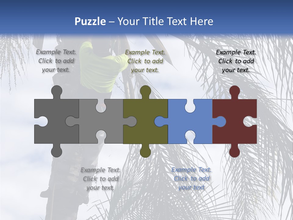 A Man In A Tree Trimming A Palm Tree PowerPoint Template