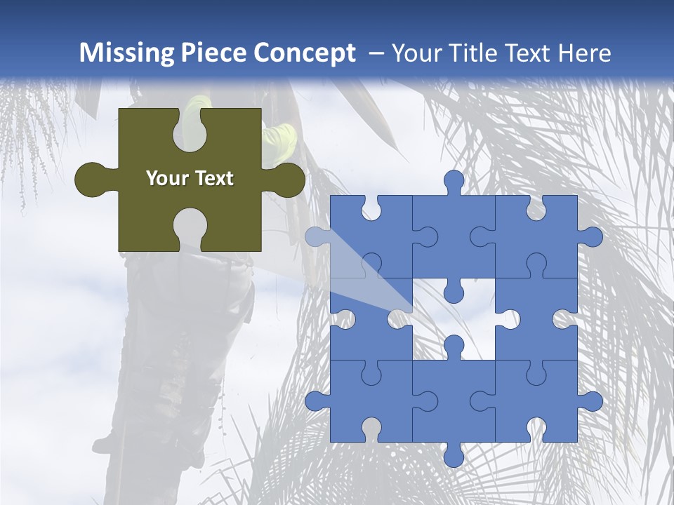 A Man In A Tree Trimming A Palm Tree PowerPoint Template