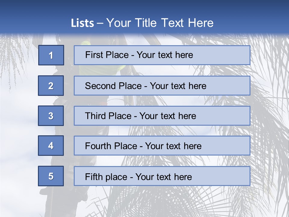 A Man In A Tree Trimming A Palm Tree PowerPoint Template