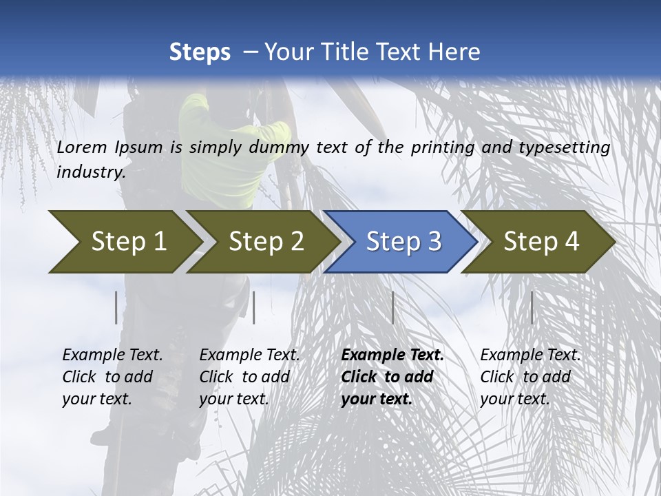 A Man In A Tree Trimming A Palm Tree PowerPoint Template