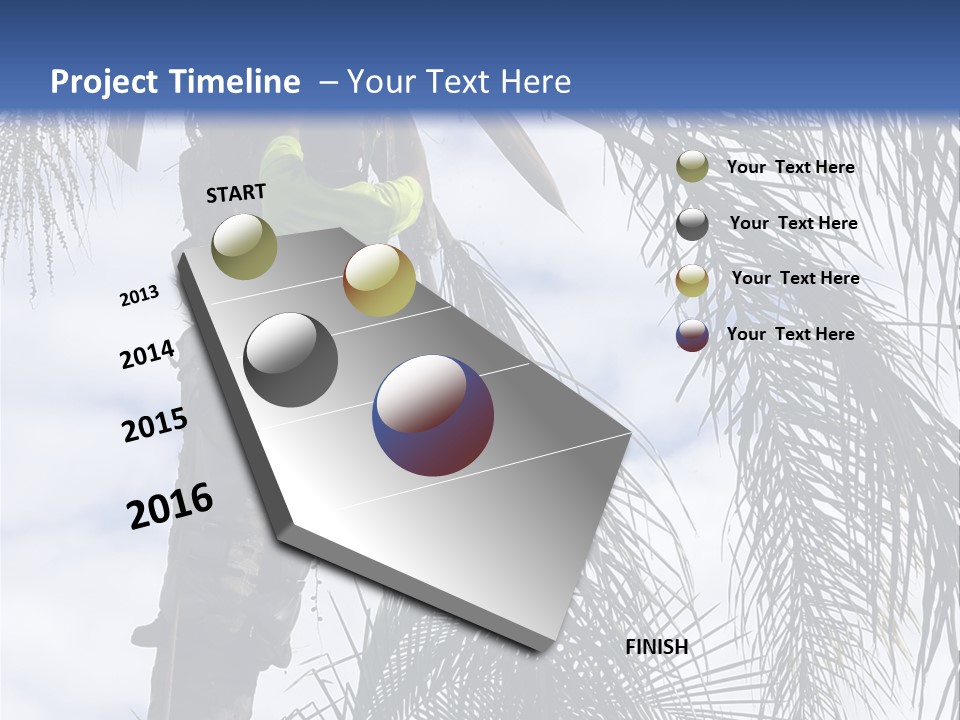 A Man In A Tree Trimming A Palm Tree PowerPoint Template