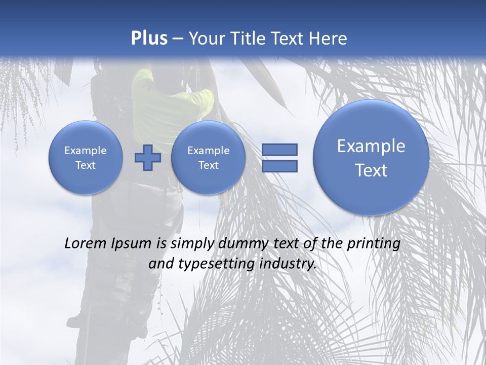 A Man In A Tree Trimming A Palm Tree PowerPoint Template