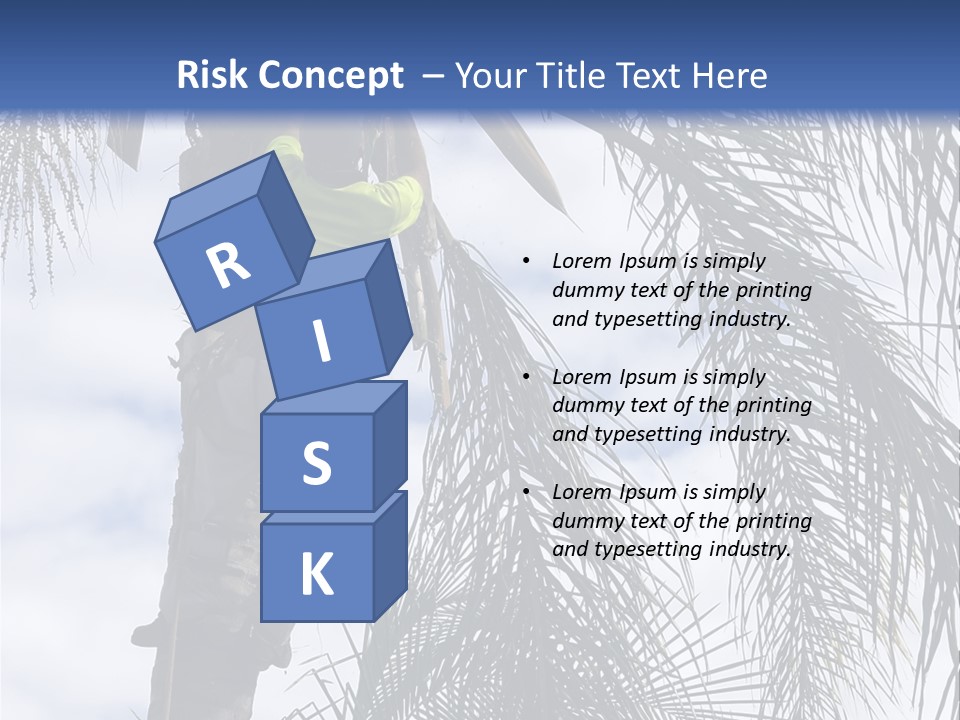 A Man In A Tree Trimming A Palm Tree PowerPoint Template