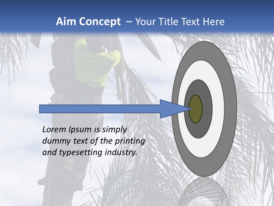 A Man In A Tree Trimming A Palm Tree PowerPoint Template