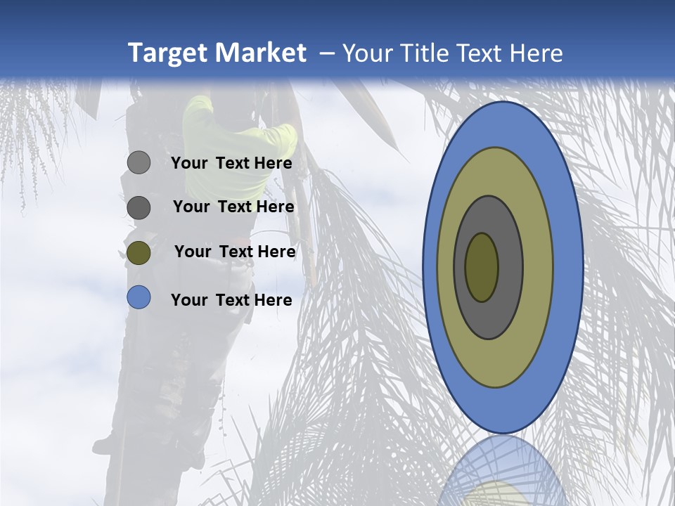 A Man In A Tree Trimming A Palm Tree PowerPoint Template