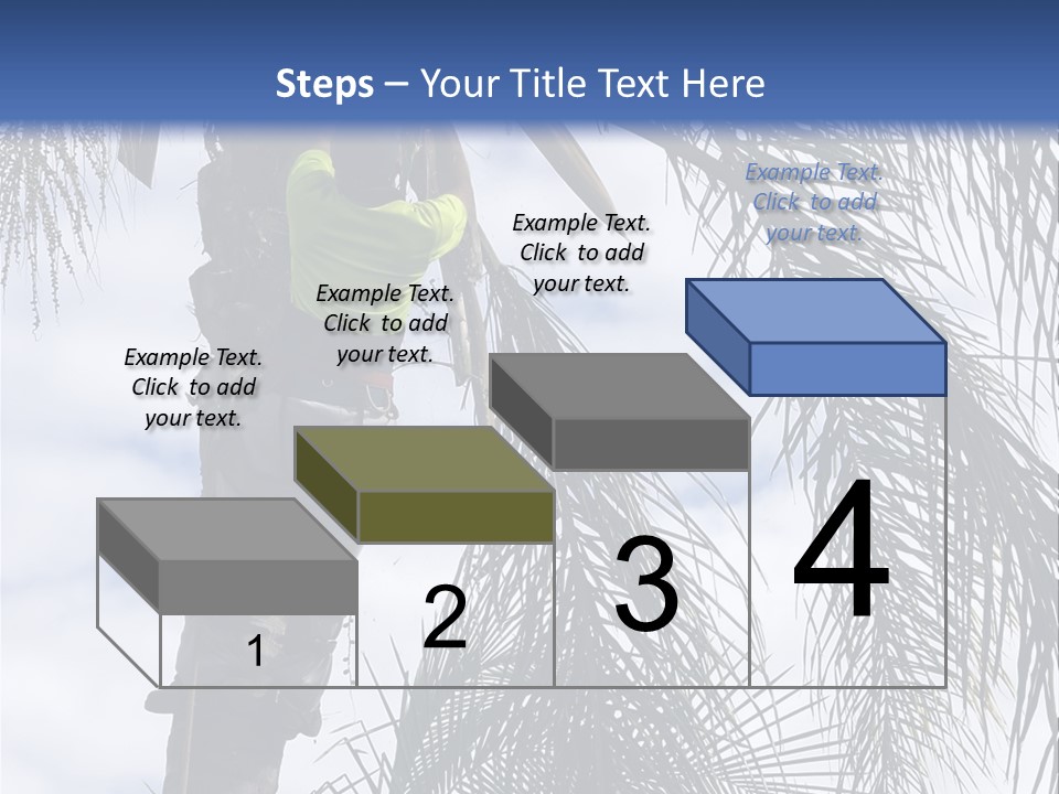 A Man In A Tree Trimming A Palm Tree PowerPoint Template
