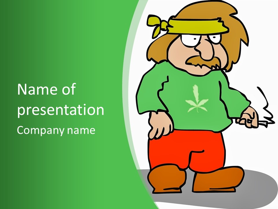 Hippie Smoking A Joint - See My Portfolio For More Great Vectors! PowerPoint Template