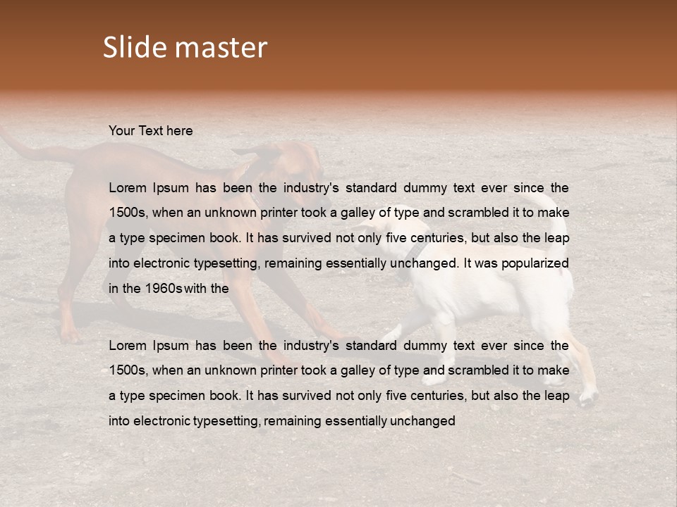 Puppy And Dog Playing PowerPoint Template