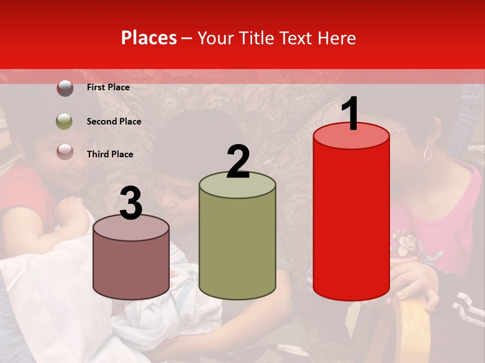 Kids Admiring Their Newborn Brother And Cousin At The Birthing Center. PowerPoint Template