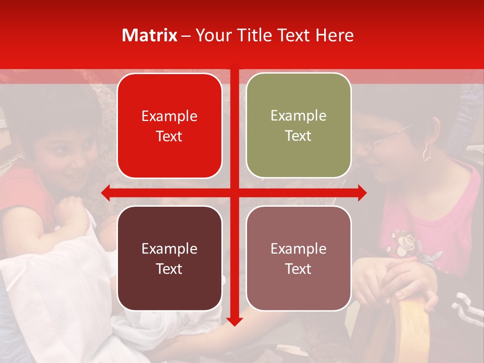 Kids Admiring Their Newborn Brother And Cousin At The Birthing Center. PowerPoint Template