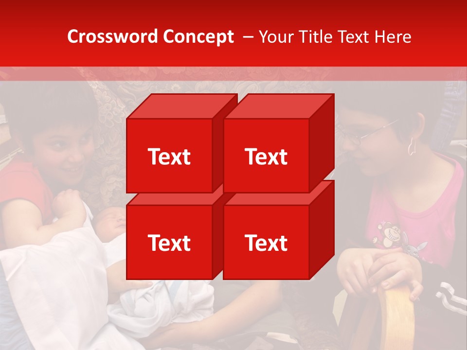 Kids Admiring Their Newborn Brother And Cousin At The Birthing Center. PowerPoint Template