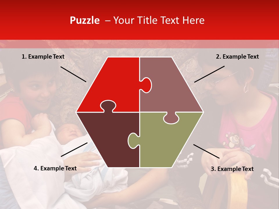 Kids Admiring Their Newborn Brother And Cousin At The Birthing Center. PowerPoint Template