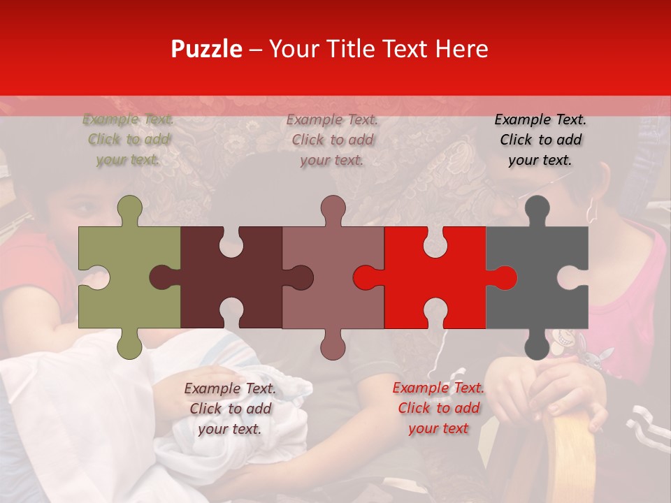 Kids Admiring Their Newborn Brother And Cousin At The Birthing Center. PowerPoint Template