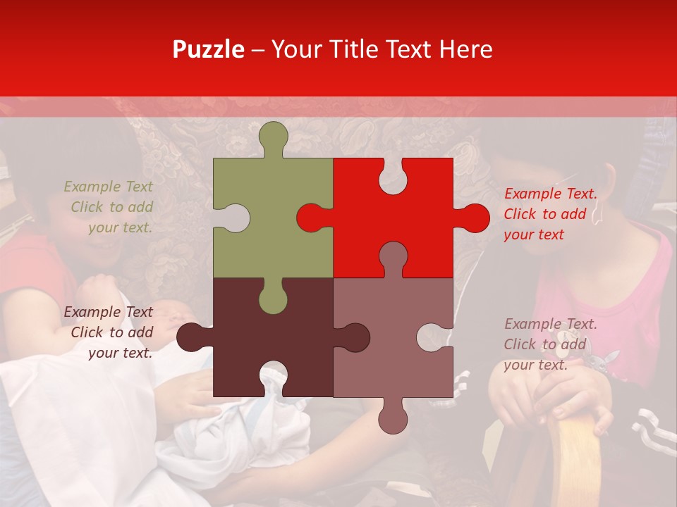 Kids Admiring Their Newborn Brother And Cousin At The Birthing Center. PowerPoint Template