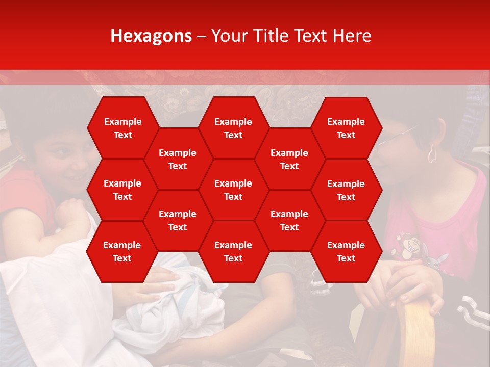 Kids Admiring Their Newborn Brother And Cousin At The Birthing Center. PowerPoint Template