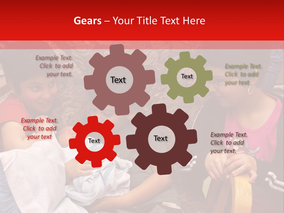 Kids Admiring Their Newborn Brother And Cousin At The Birthing Center. PowerPoint Template