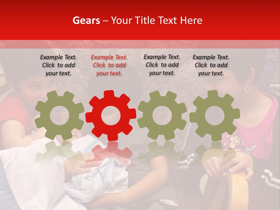 Kids Admiring Their Newborn Brother And Cousin At The Birthing Center. PowerPoint Template