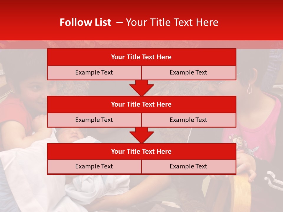Kids Admiring Their Newborn Brother And Cousin At The Birthing Center. PowerPoint Template