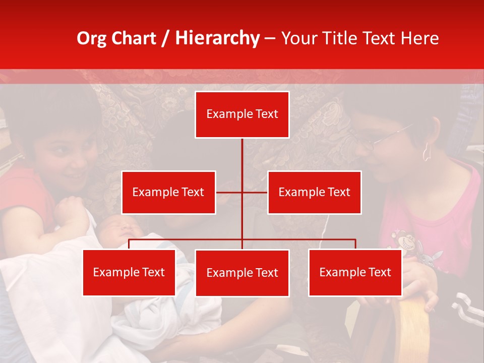 Kids Admiring Their Newborn Brother And Cousin At The Birthing Center. PowerPoint Template