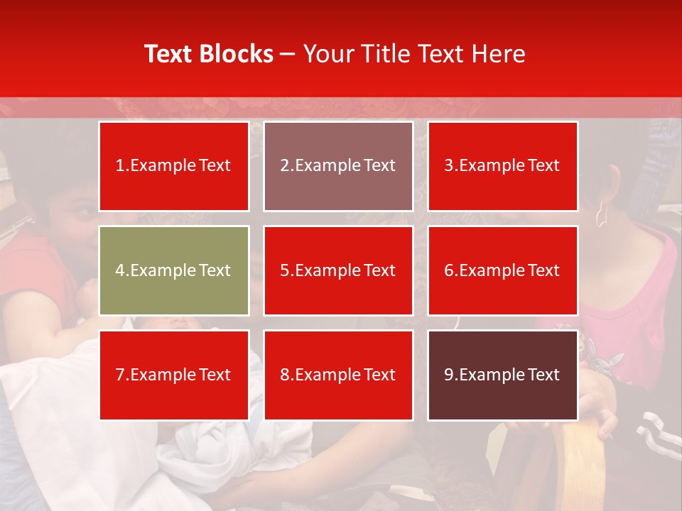 Kids Admiring Their Newborn Brother And Cousin At The Birthing Center. PowerPoint Template