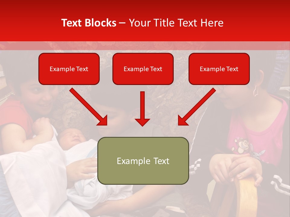 Kids Admiring Their Newborn Brother And Cousin At The Birthing Center. PowerPoint Template