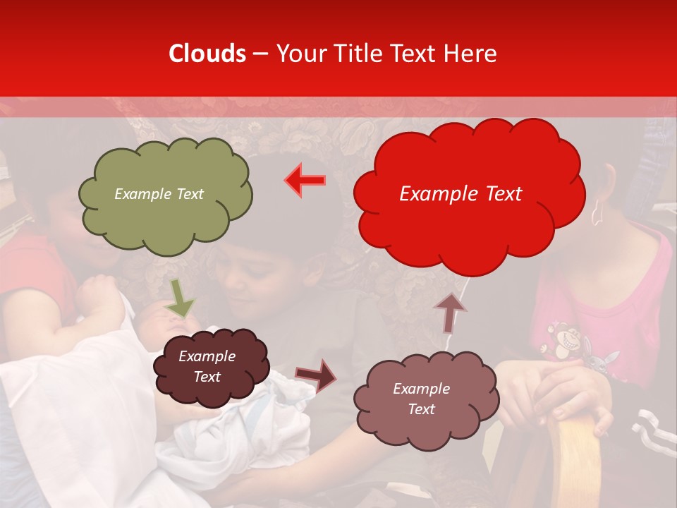 Kids Admiring Their Newborn Brother And Cousin At The Birthing Center. PowerPoint Template