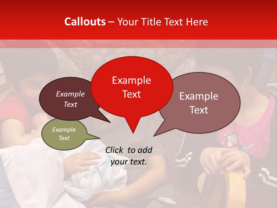 Kids Admiring Their Newborn Brother And Cousin At The Birthing Center. PowerPoint Template