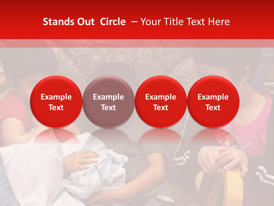 Kids Admiring Their Newborn Brother And Cousin At The Birthing Center. PowerPoint Template