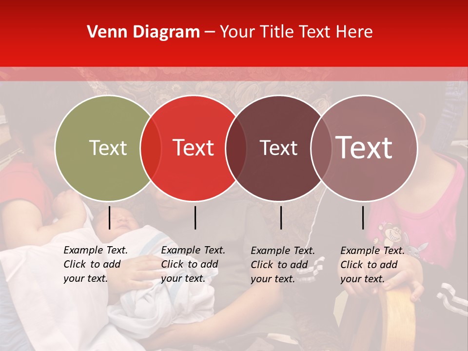 Kids Admiring Their Newborn Brother And Cousin At The Birthing Center. PowerPoint Template