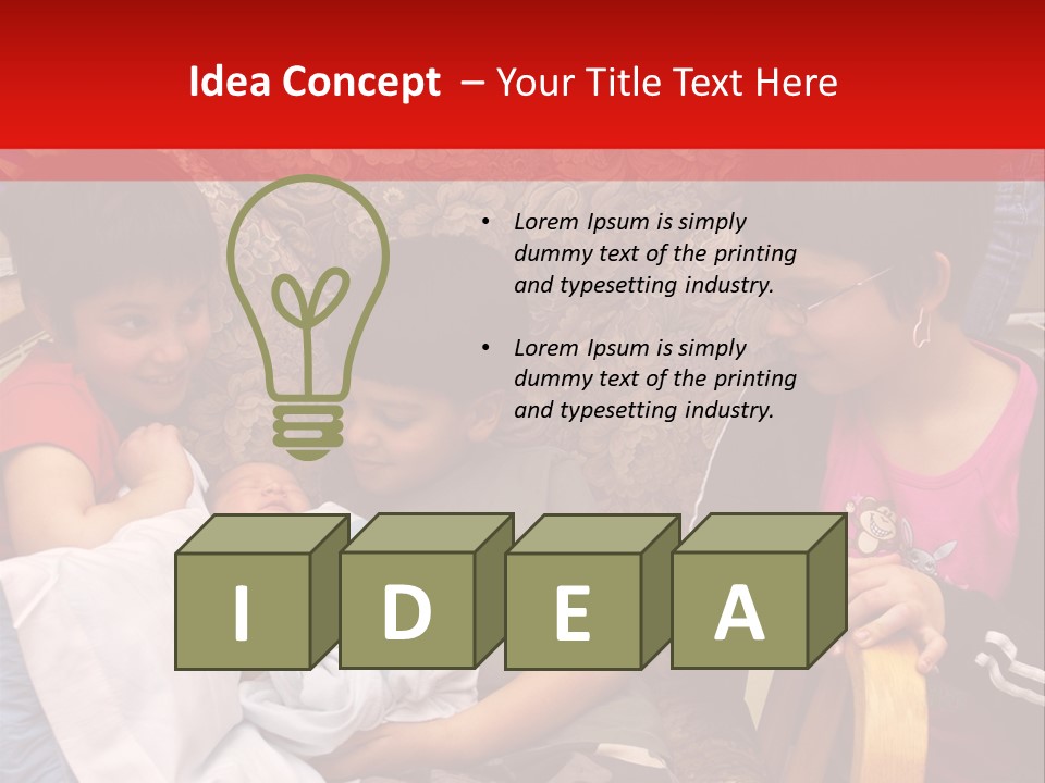 Kids Admiring Their Newborn Brother And Cousin At The Birthing Center. PowerPoint Template