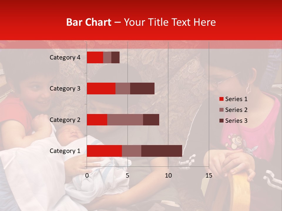 Kids Admiring Their Newborn Brother And Cousin At The Birthing Center. PowerPoint Template