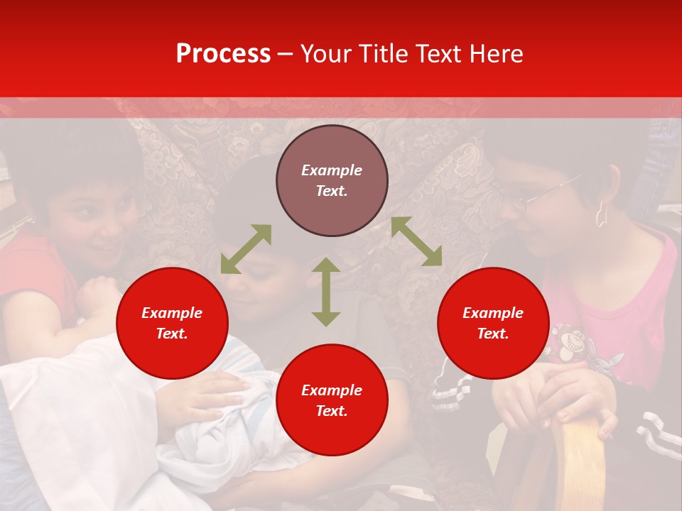 Kids Admiring Their Newborn Brother And Cousin At The Birthing Center. PowerPoint Template