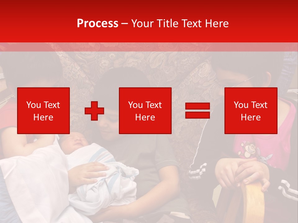 Kids Admiring Their Newborn Brother And Cousin At The Birthing Center. PowerPoint Template