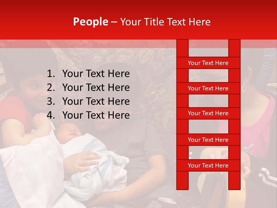 Kids Admiring Their Newborn Brother And Cousin At The Birthing Center. PowerPoint Template