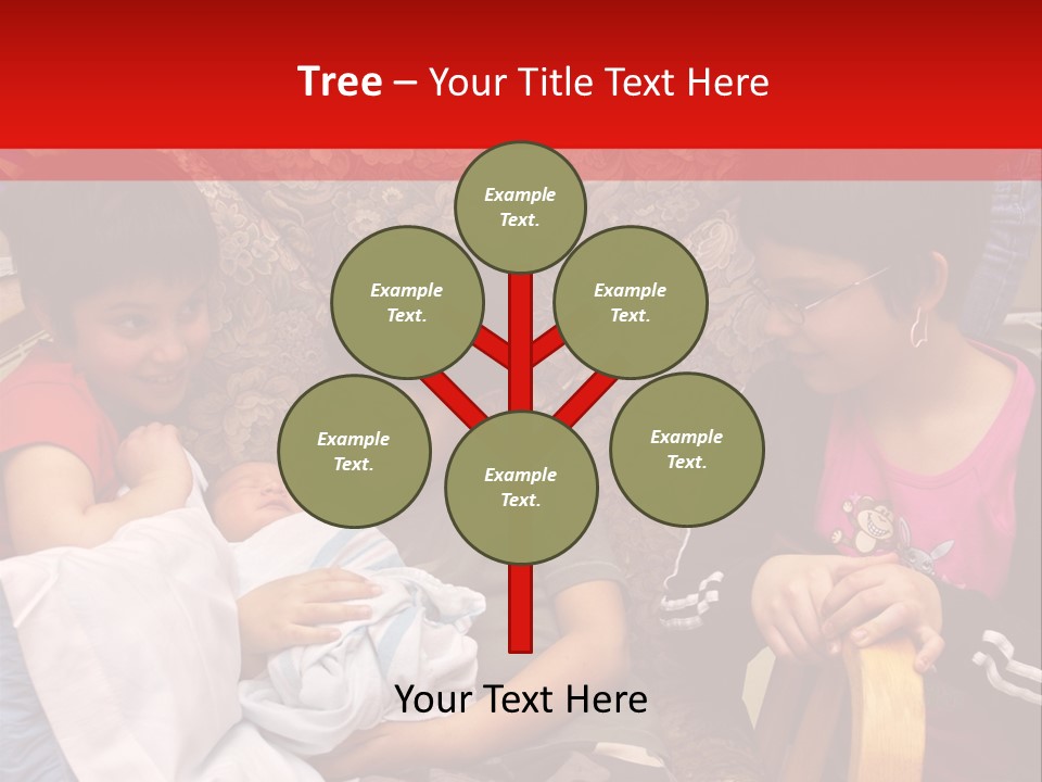 Kids Admiring Their Newborn Brother And Cousin At The Birthing Center. PowerPoint Template