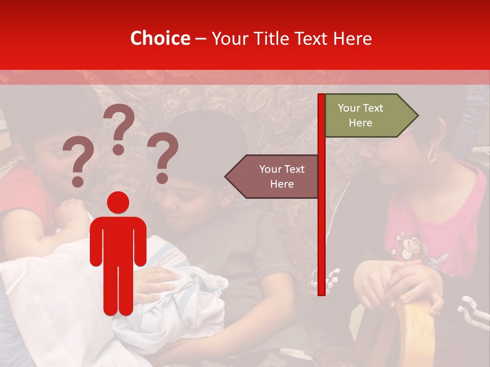 Kids Admiring Their Newborn Brother And Cousin At The Birthing Center. PowerPoint Template