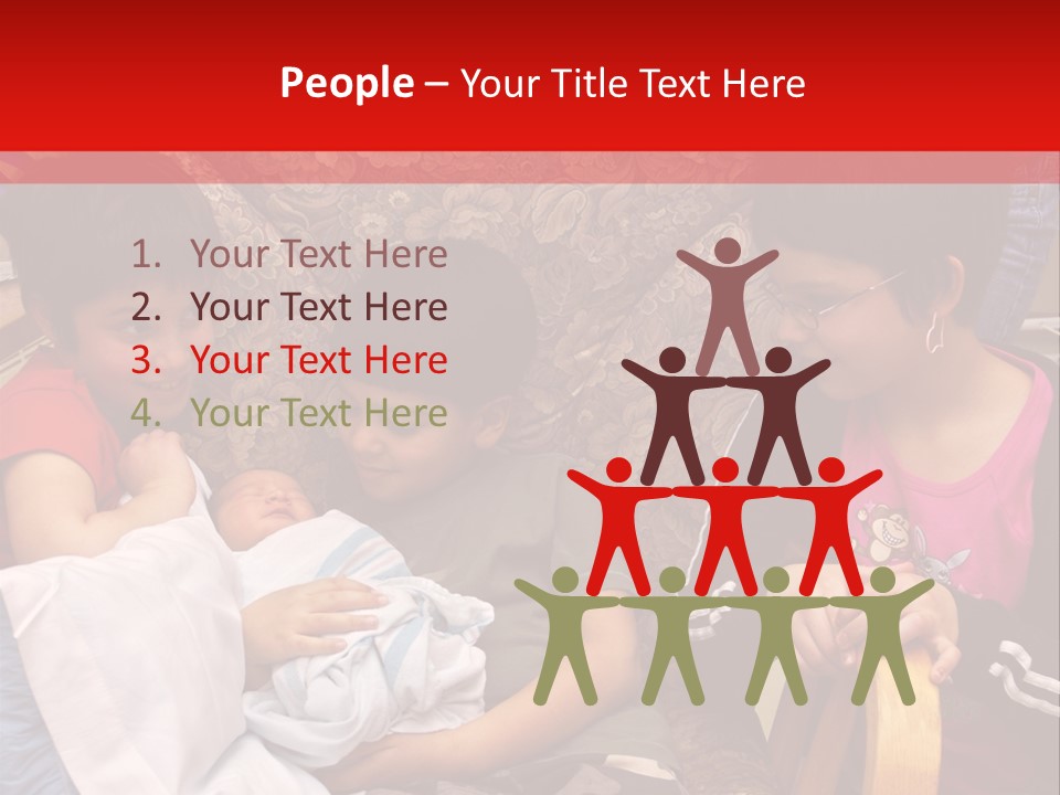 Kids Admiring Their Newborn Brother And Cousin At The Birthing Center. PowerPoint Template