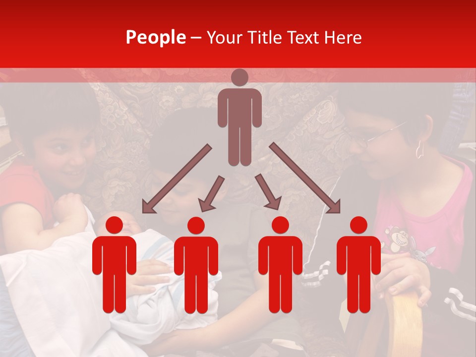 Kids Admiring Their Newborn Brother And Cousin At The Birthing Center. PowerPoint Template