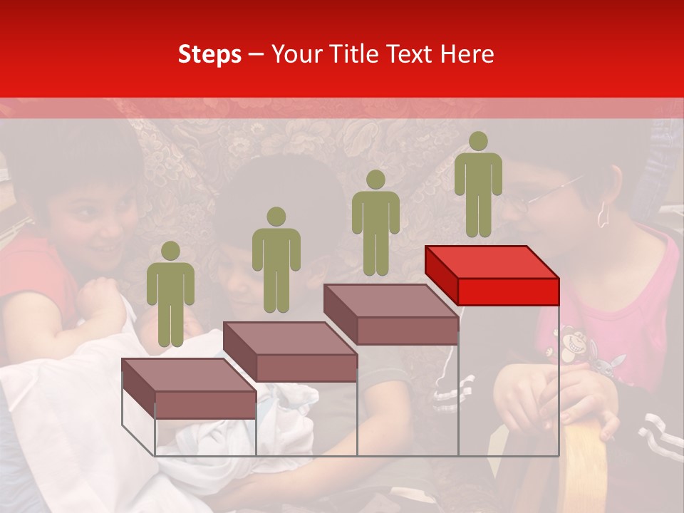 Kids Admiring Their Newborn Brother And Cousin At The Birthing Center. PowerPoint Template